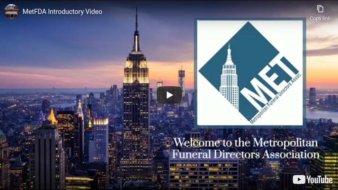 A photo of the New York City skyline with the MetFDA logo superimposed on the right side